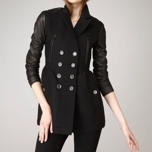 Burberry coat with leather sleeves